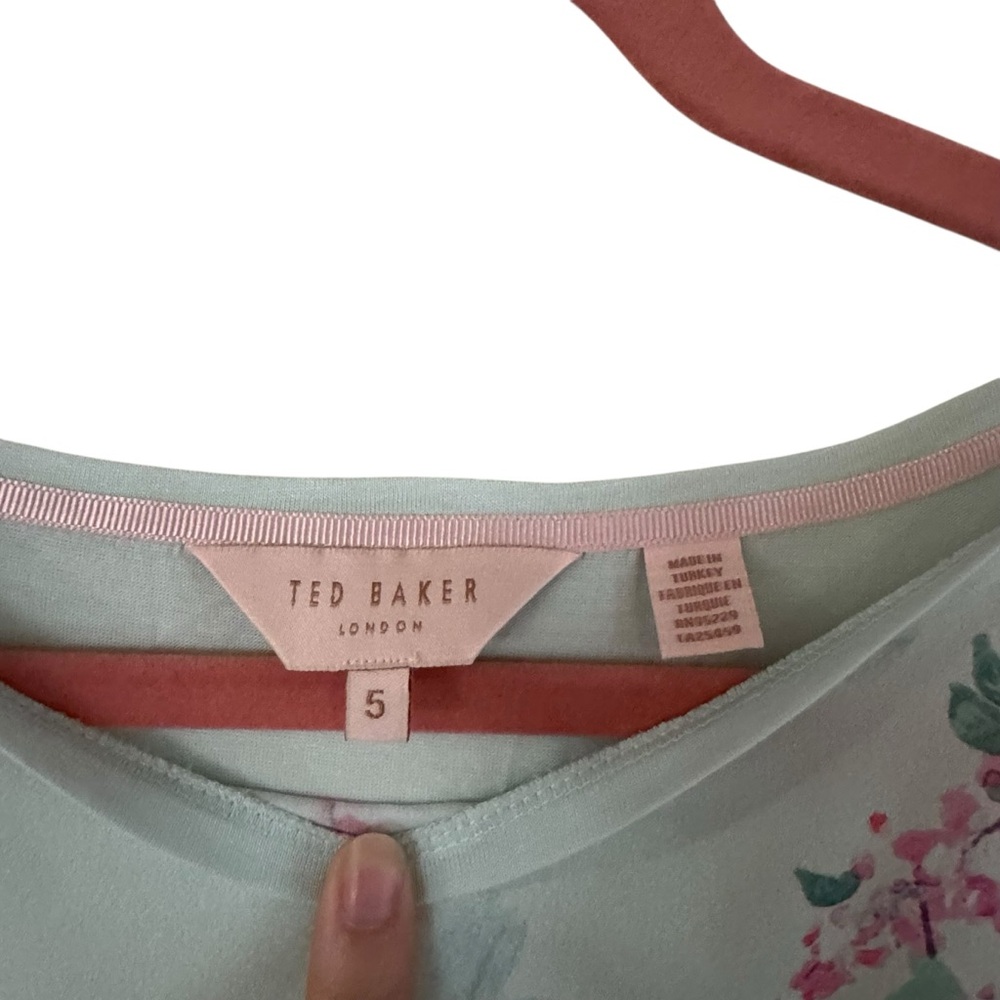 Ted Baker London Benlita Sorbet Tee Pale Green Floral Womens Size XL - Picture 4 of 5